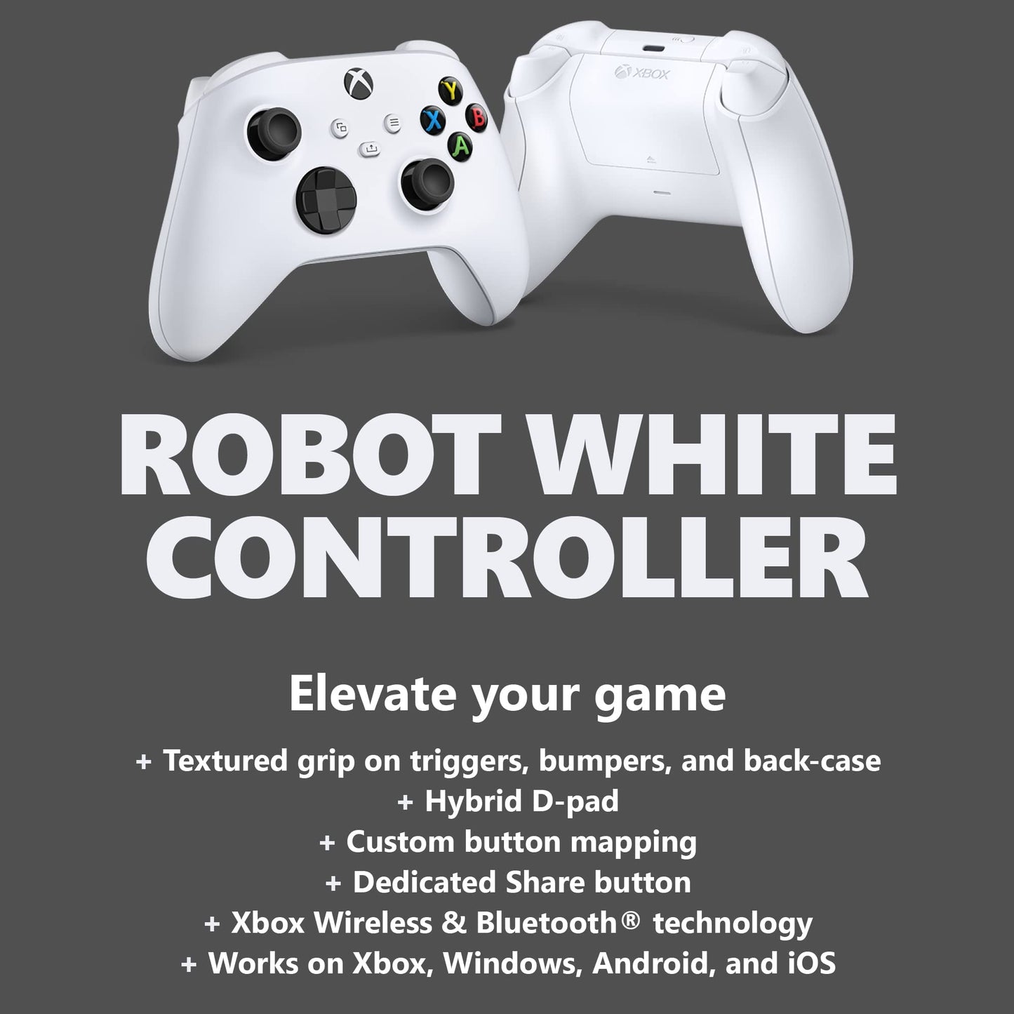 Xbox Core Wireless Gaming Controller – Robot White – Xbox Series X|S, Xbox One, Windows-PC, Android und iOS 